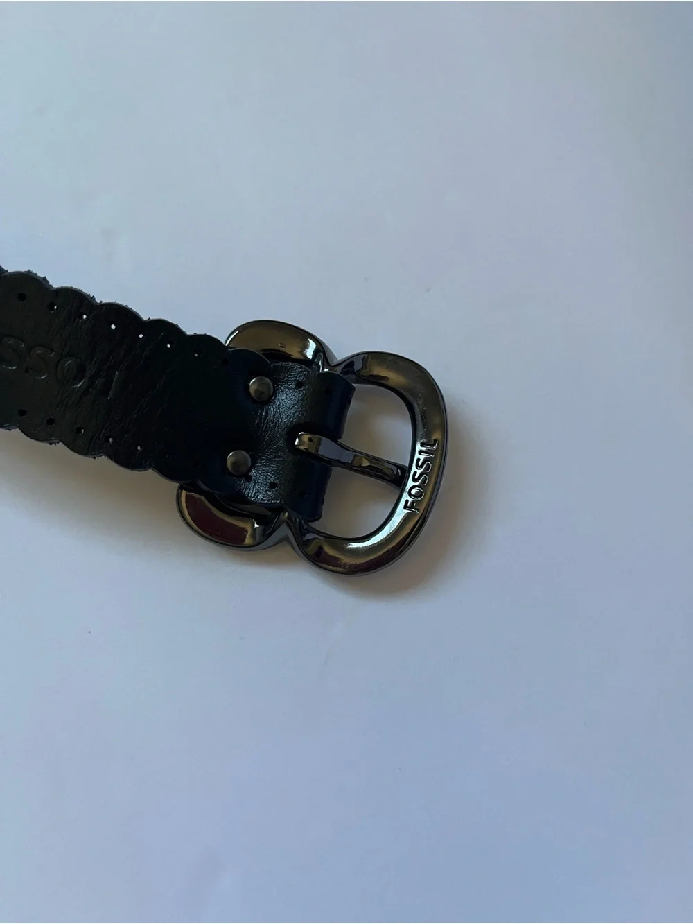 Fossil Black Scalloped Edge Leather Belt Medium Women’s